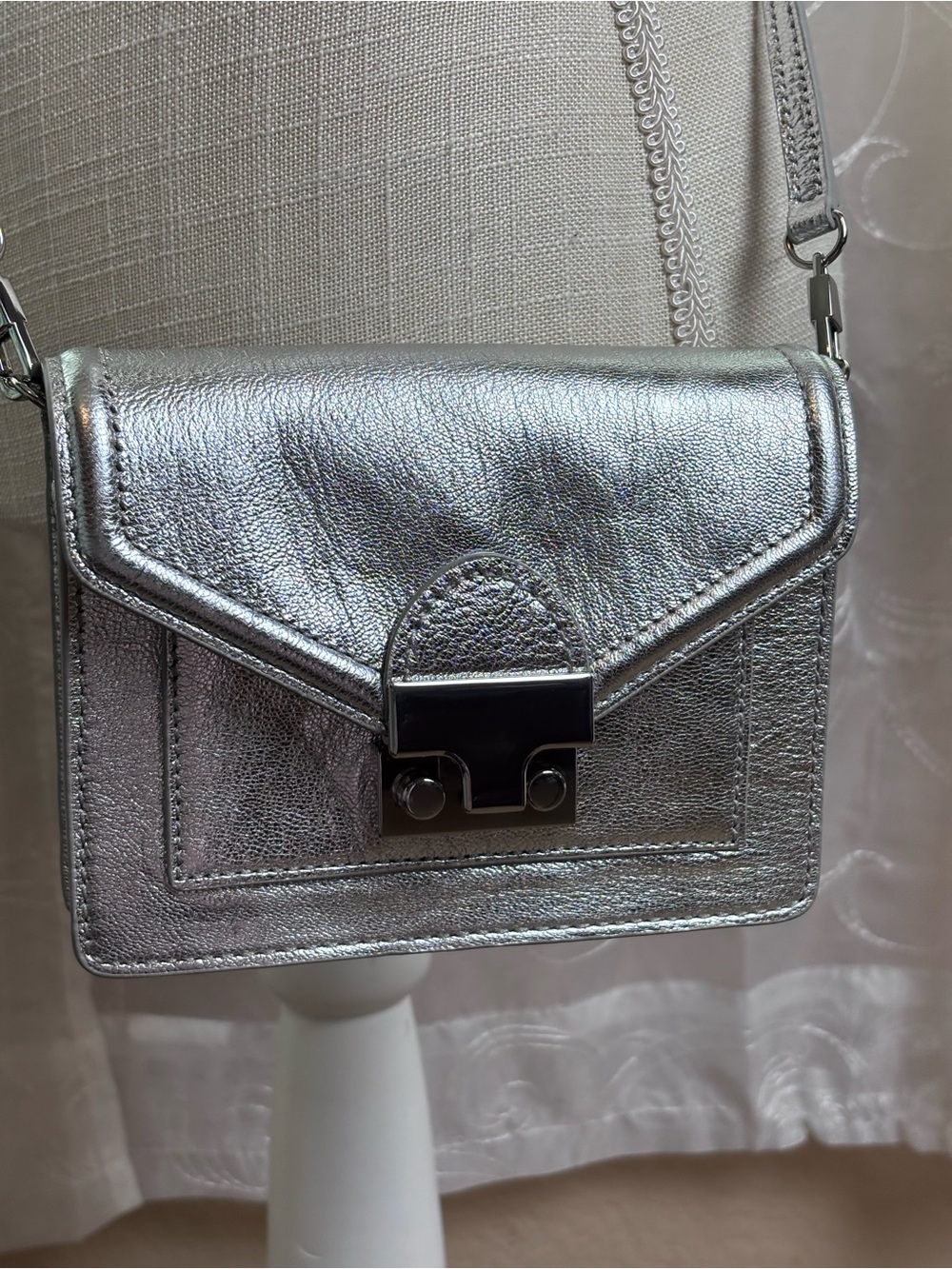 Loeffler Randall Silver Leather Metallic Crossbody Bag - Picture 3 of 16